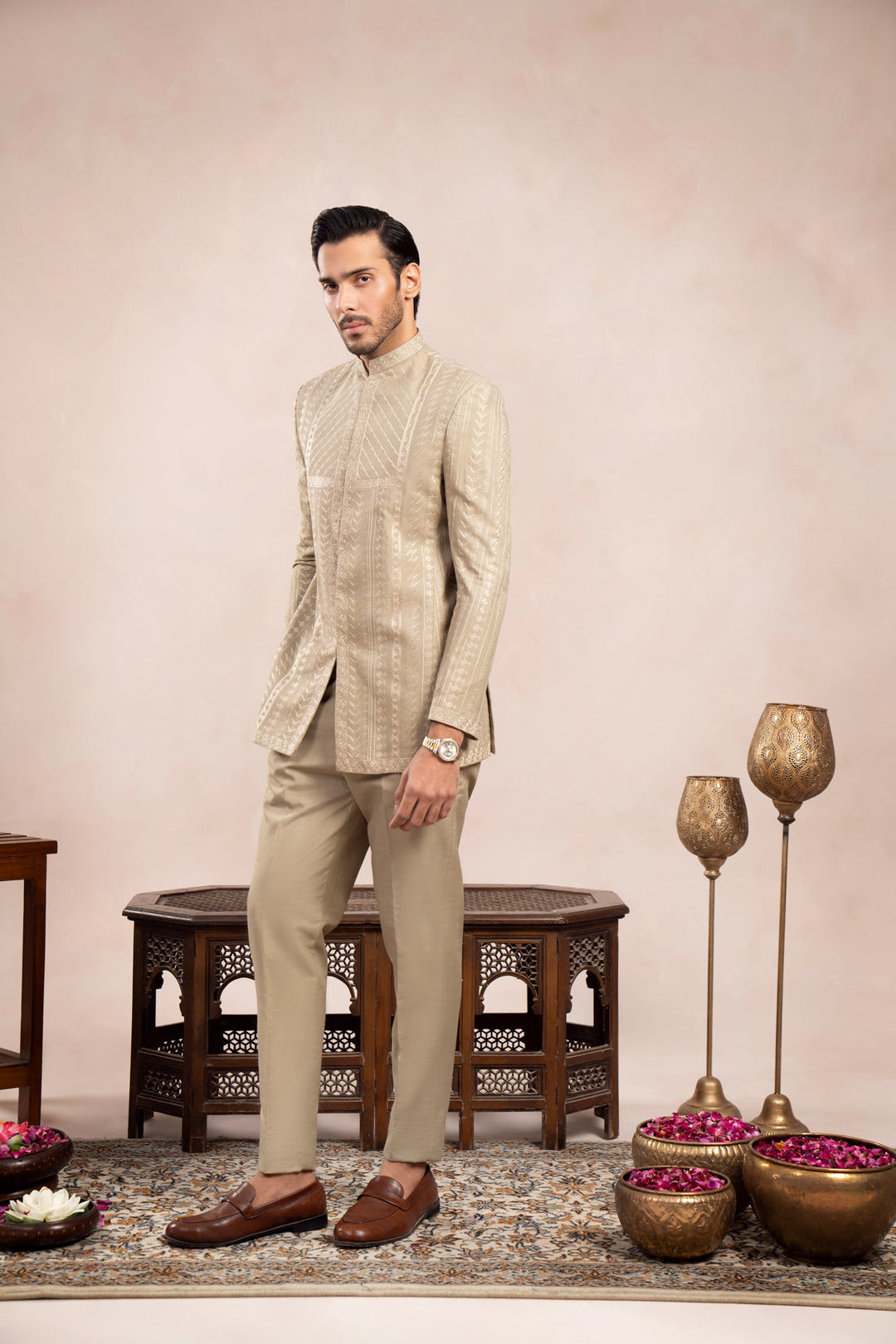 Muraqsh Ready To Wear Embroidered Cotton Men Royal Mint Prince Coat MUR-RMEPC - Summer Collection