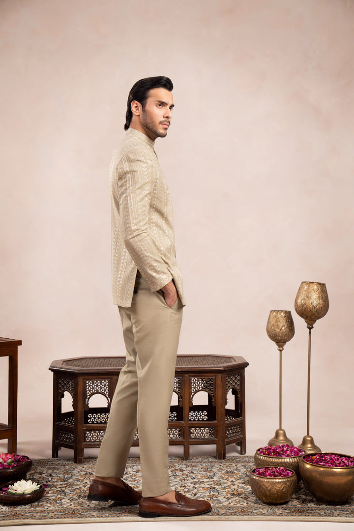 Muraqsh Ready To Wear Embroidered Cotton Men Royal Mint Prince Coat MUR-RMEPC - Summer Collection