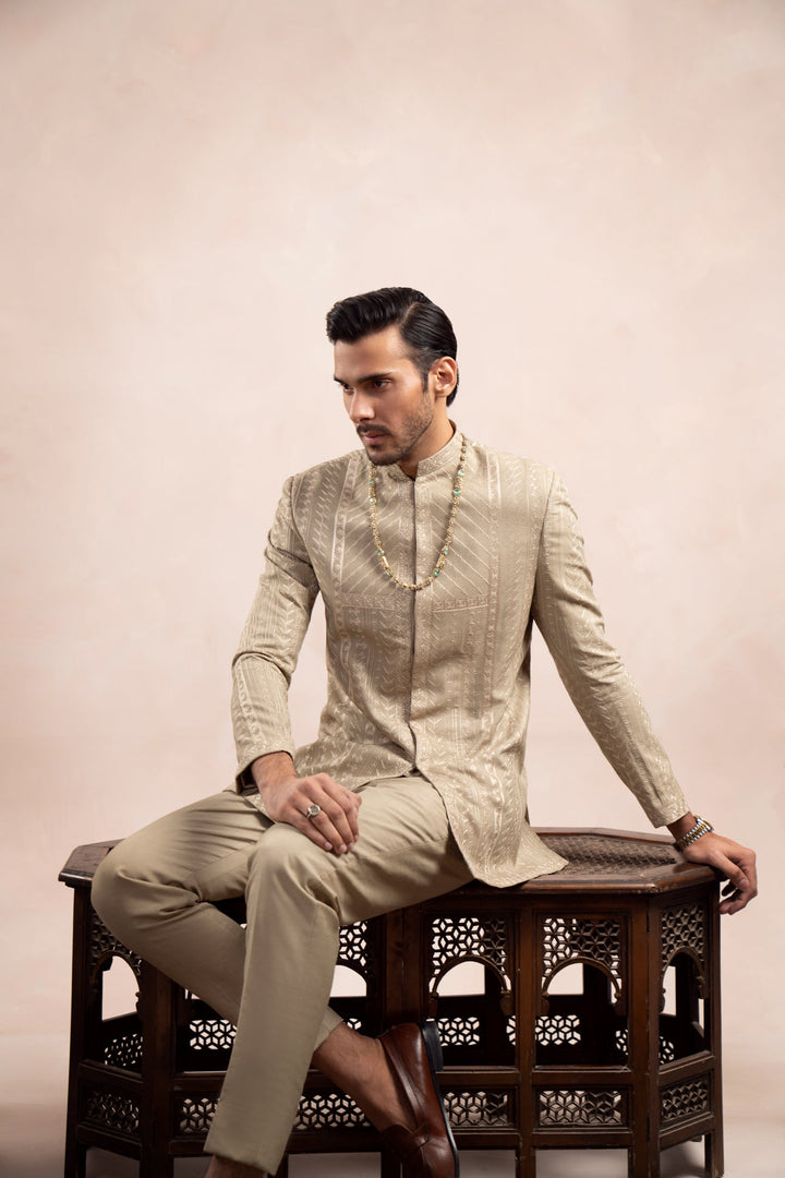 Muraqsh Ready To Wear Embroidered Cotton Men Royal Mint Prince Coat MUR-RMEPC - Summer Collection