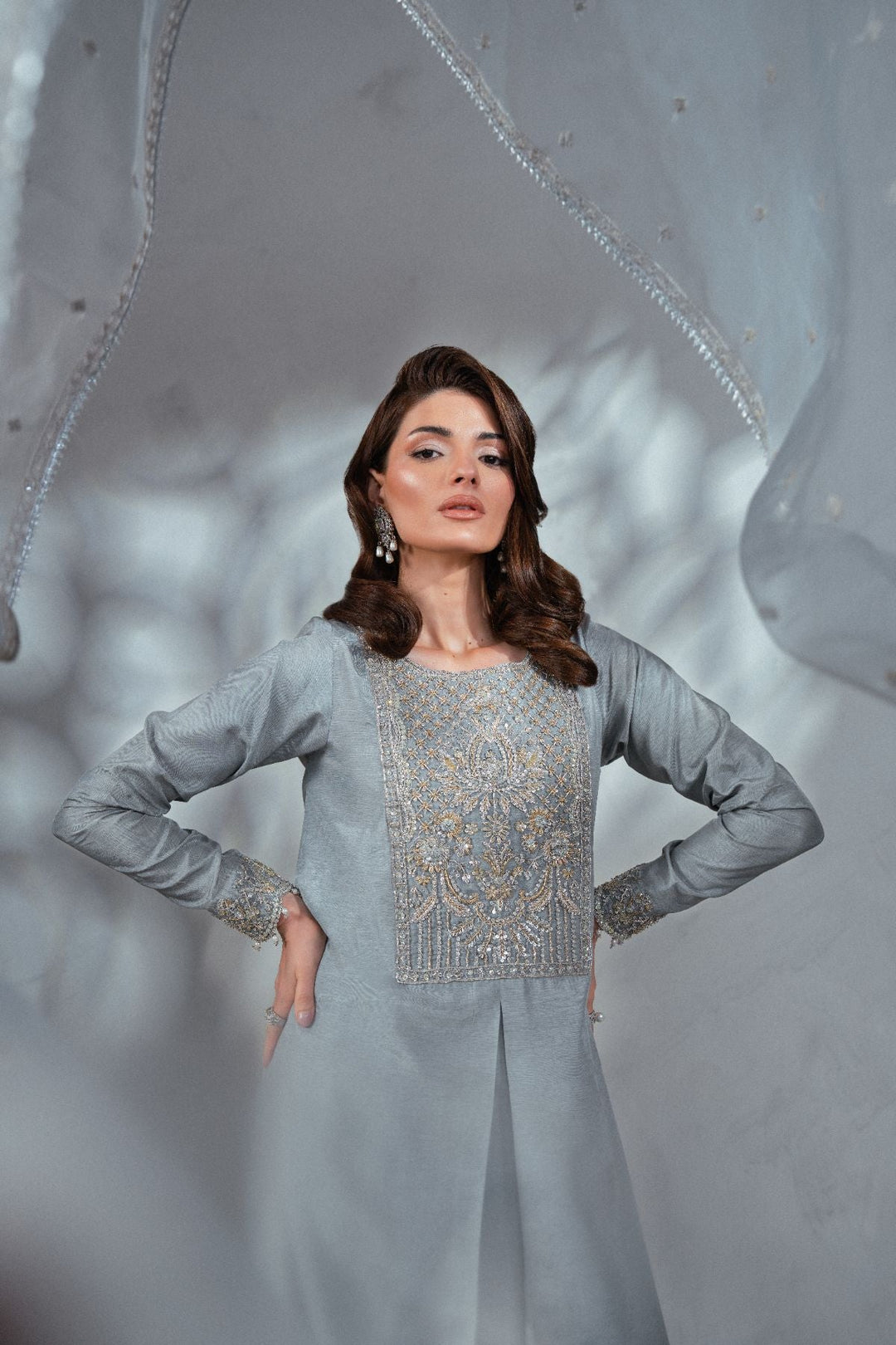 Soiree by Enzo Women RTW Hand work Silk 3 Piece Suit BLEUTEE Festive Collection