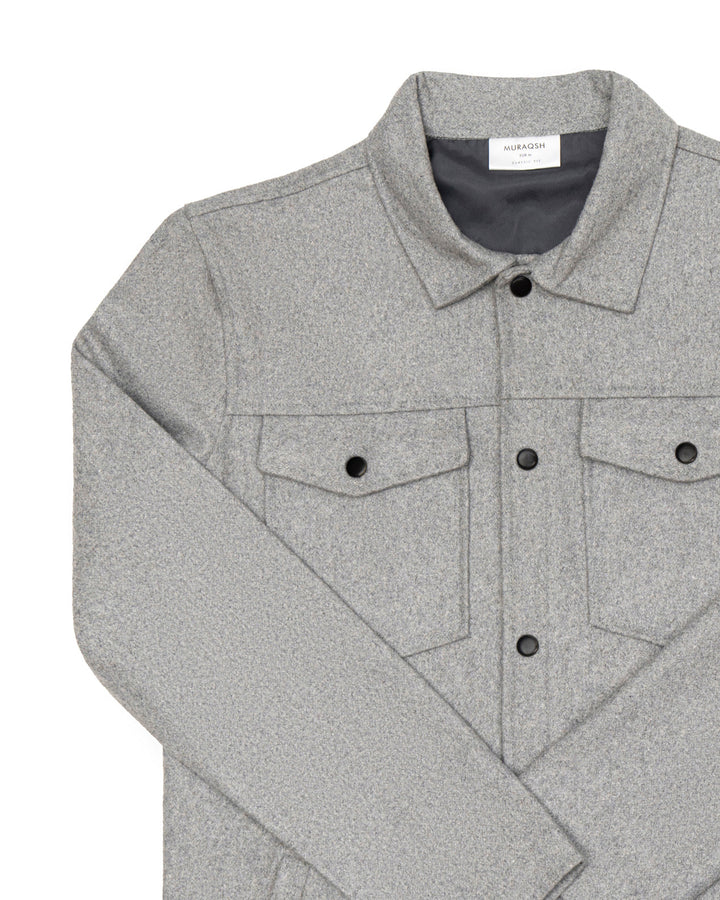 Muraqsh Ready To Wear Solids Cotton Men Grey Wool Coat ABD-GWC - Summer Collection