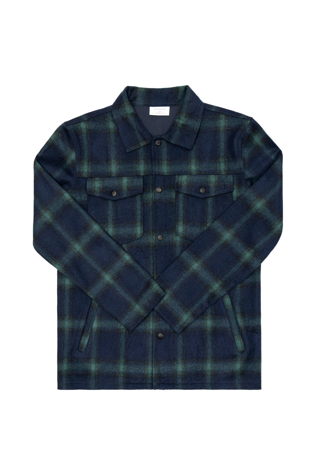 Muraqsh Ready To Wear Solids Cotton Men Blue Check Wool Coat ABD-BTWC - Summer Collection