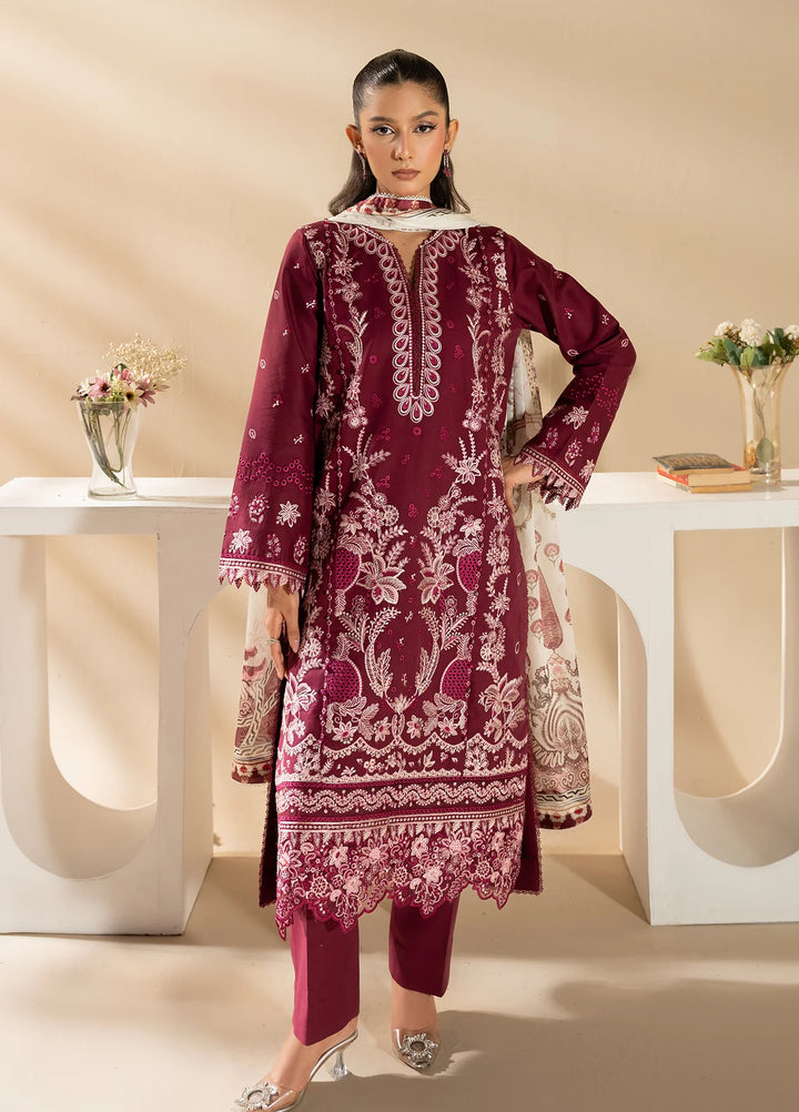Uniluxe Unstitched Embroidered Lawn 3 Piece Suit LU00001 Scarlet Smile - Casual Collection