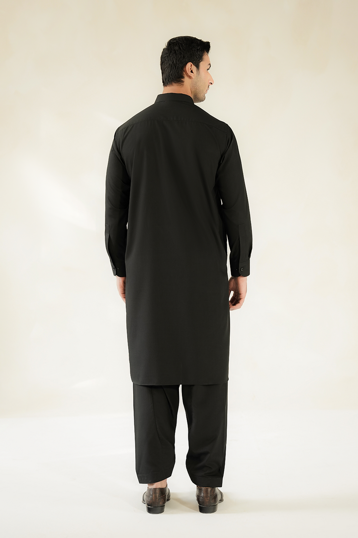 Divinely Crafted Men Cotton Shalwar Kameez  Midnight Black SK1225-MB - Summer Collection