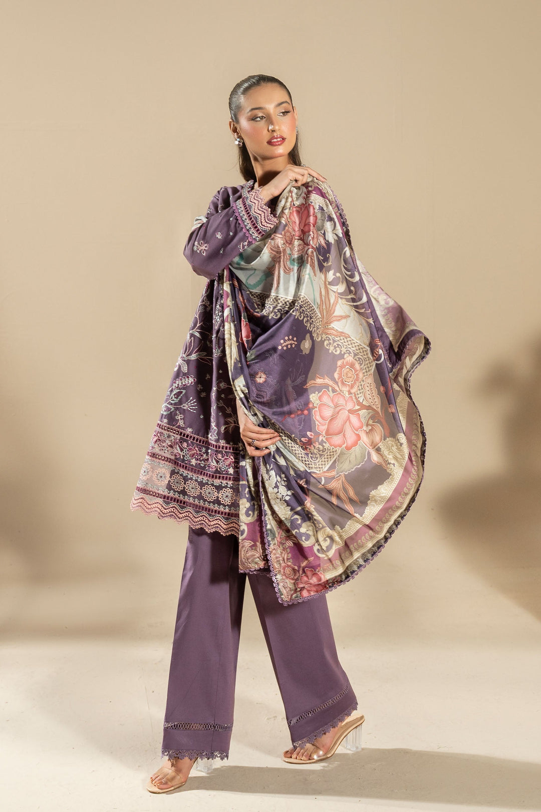 La Elise Women RTW Embroidered Lawn 3 Piece Suit P000278 Nahl - Casual Collection