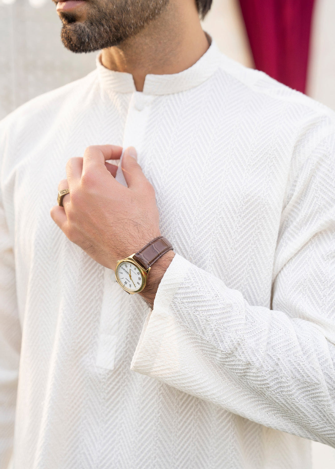 Noor e Eid by Buraq Mens RTW Embroidered Cotton 2 Piece Suit B-White Casual Collection