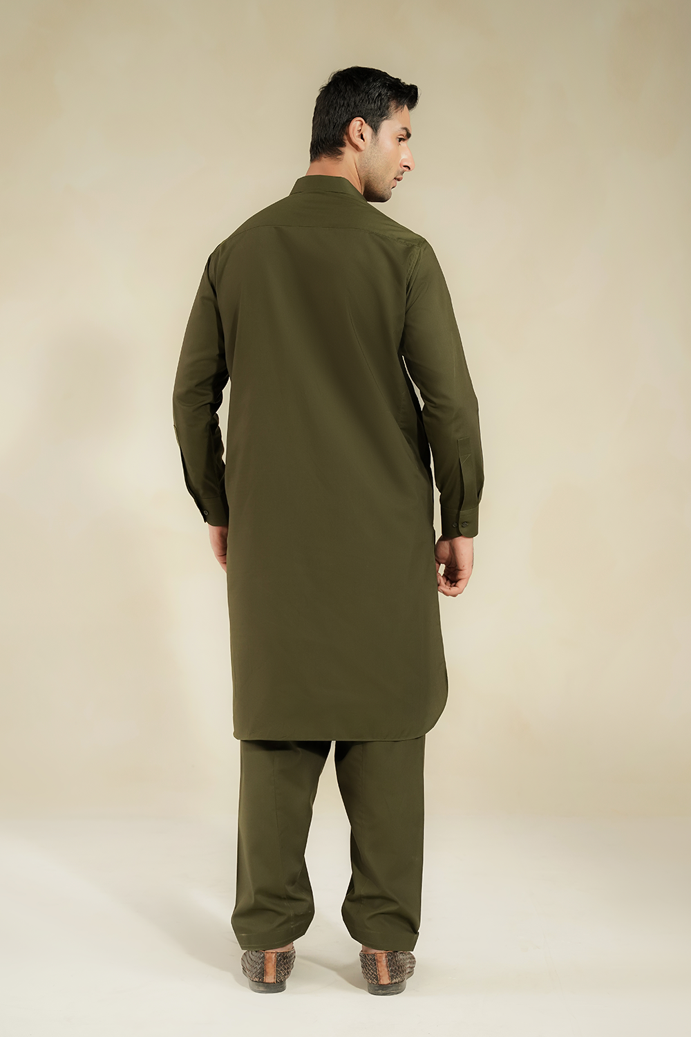 Divinely Crafted Men Cotton Shalwar Kameez Regal Olive SK1225-RO - Summer Collection