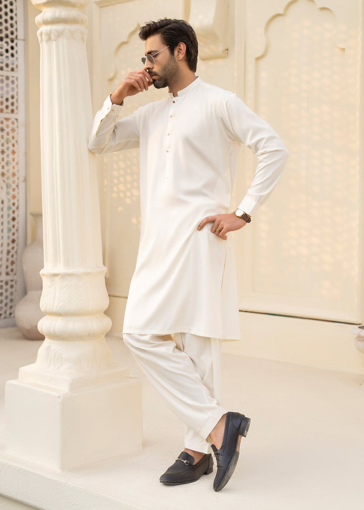 Noor e Eid by Buraq Mens RTW Embroidered Cotton 2 Piece Suit Off-White Casual Collection