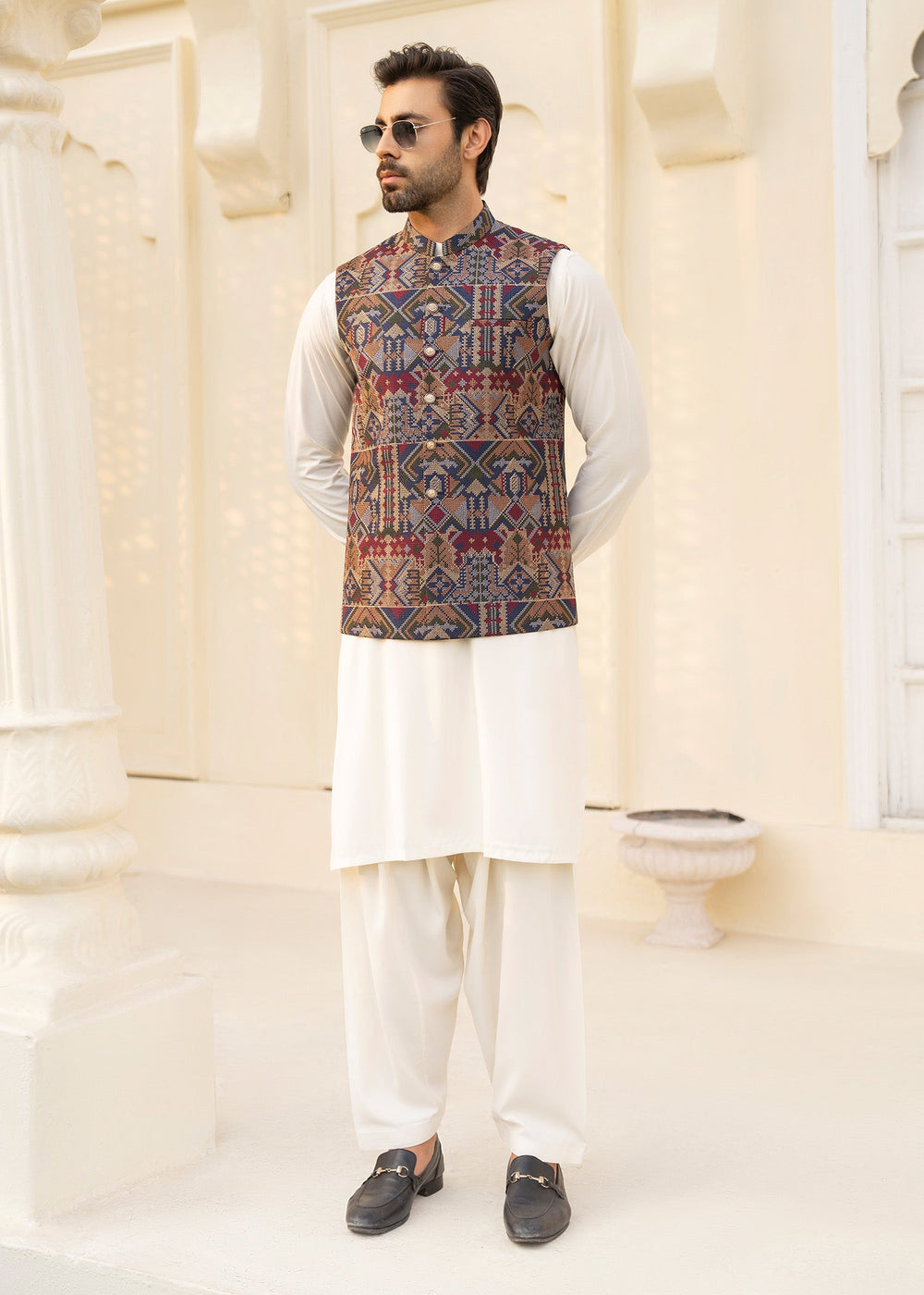 Noor e Eid by Buraq Mens RTW Embroidered Cotton 2 Piece Suit Waistcoat Casual Collection