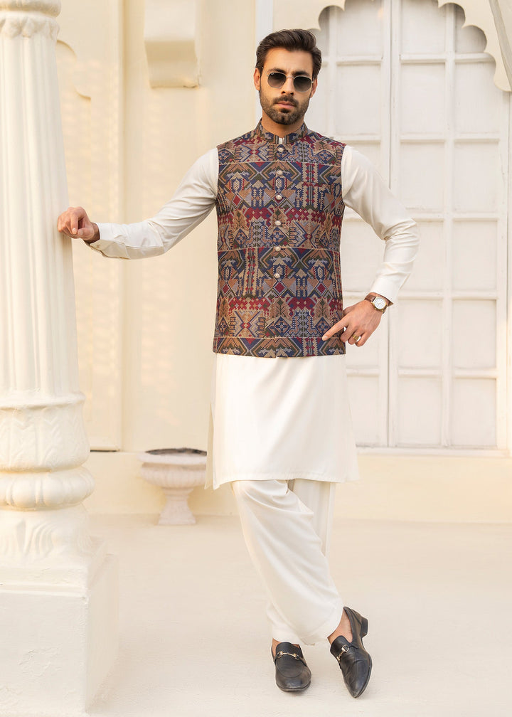 Noor e Eid by Buraq Mens RTW Embroidered Cotton 2 Piece Suit Waistcoat Casual Collection