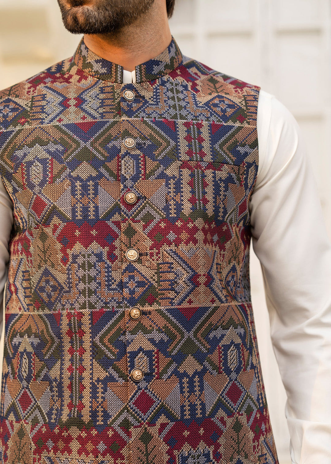Noor e Eid by Buraq Mens RTW Embroidered Cotton 2 Piece Suit Waistcoat Casual Collection