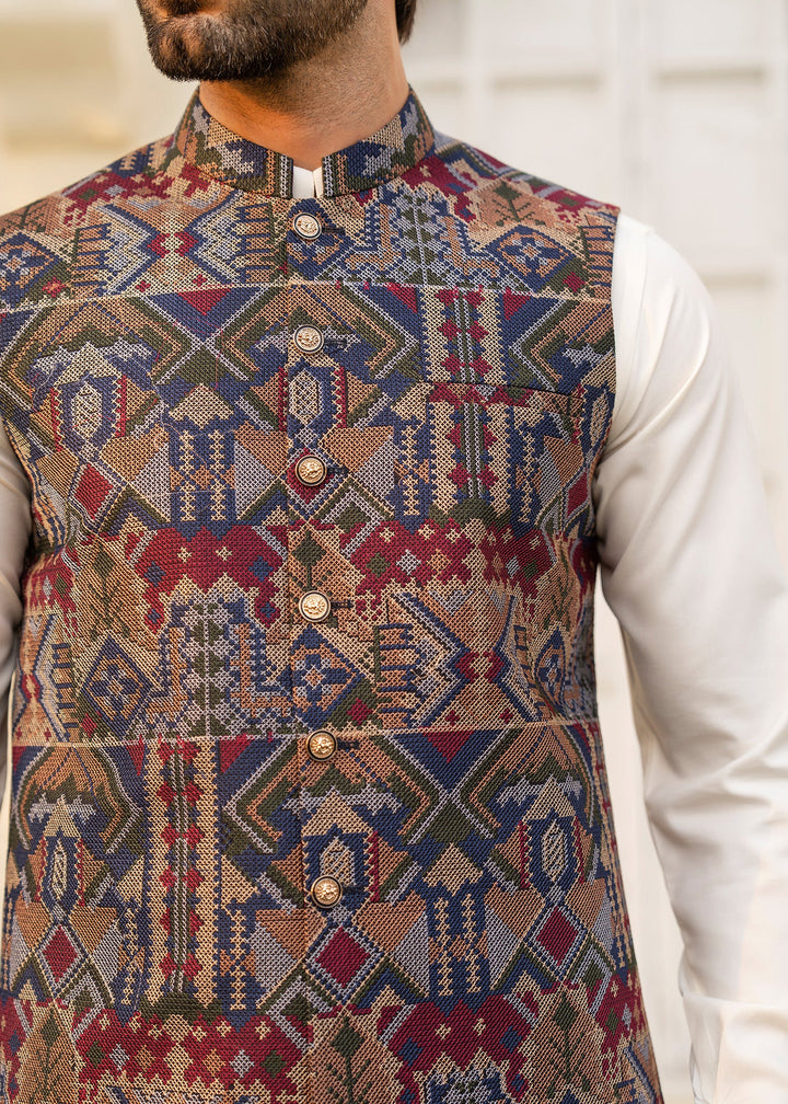 Noor e Eid by Buraq Mens RTW Embroidered Cotton 2 Piece Suit Waistcoat Casual Collection