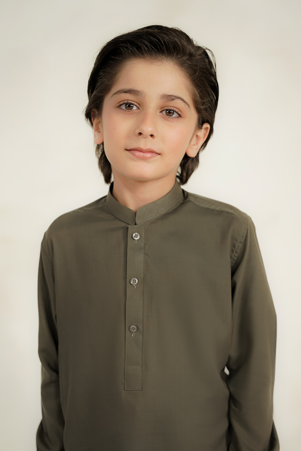 Divinely Crafted Cotton Shalwar Kameez For Kids Moss Green SK340-0725-MG - Summer Collection