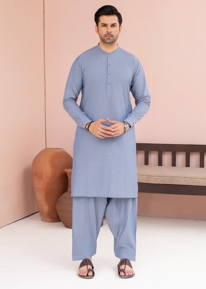Riwayat by Buraq Mens RTW Solids Cotton 2 Piece Suit Denim Blue Casual Collection