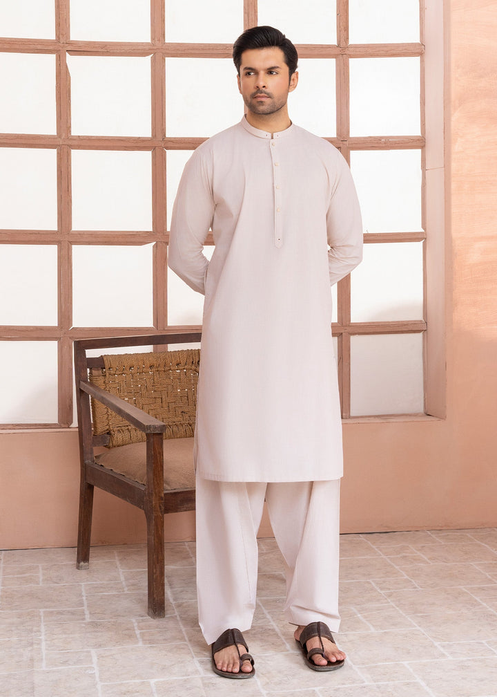 Riwayat by Buraq Mens RTW Solids Cotton 2 Piece Suit Ivory Casual Collection