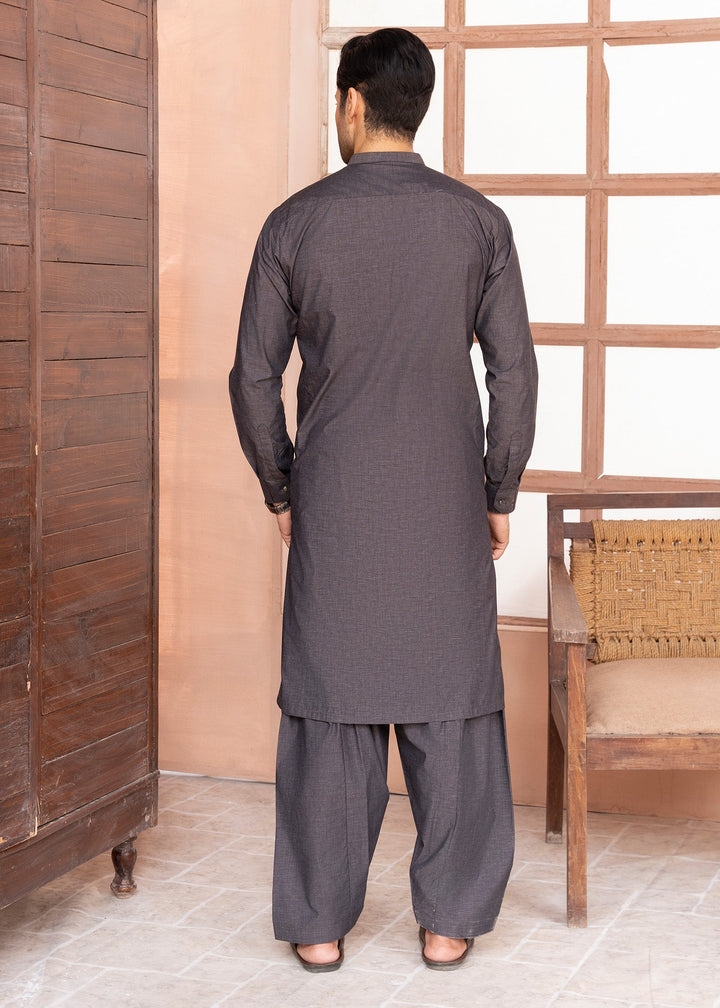 Riwayat by Buraq Mens RTW Solids Cotton 2 Piece Suit Dark Grey Casual Collection