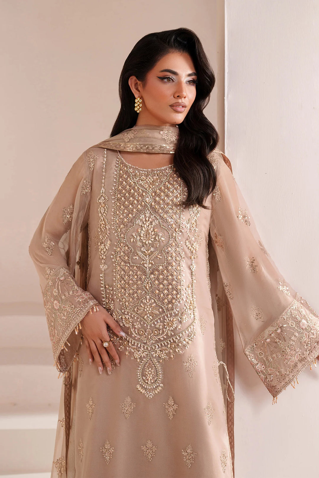 Alizeh Fashion Unstitched Embroidered Chiffon 3 Piece Suit AF26UCF AF-BHM-4064-Cove - Festive Collection