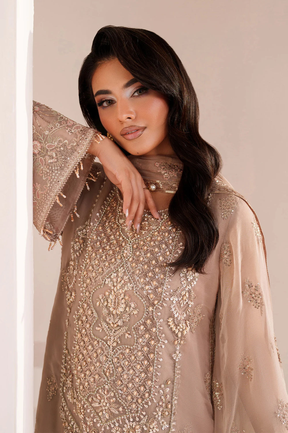 Alizeh Fashion Unstitched Embroidered Chiffon 3 Piece Suit AF26UCF AF-BHM-4064-Cove - Festive Collection