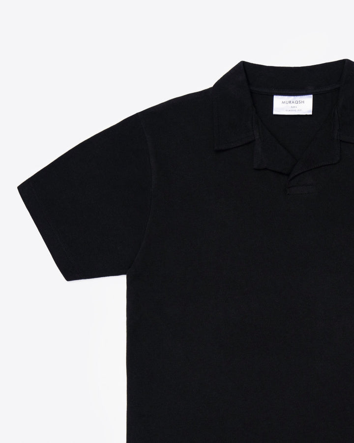 Muraqsh Ready To Wear Solids Cotton Men Black Revere Polo ABD-BRP - Summer Collection