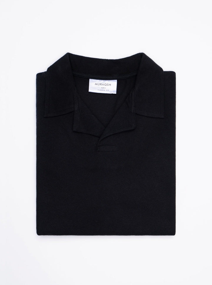 Muraqsh Ready To Wear Solids Cotton Men Black Revere Polo ABD-BRP - Summer Collection