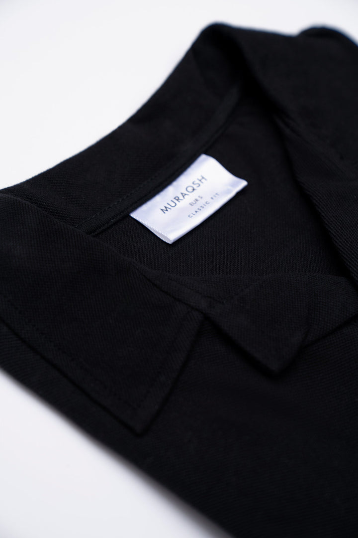 Muraqsh Ready To Wear Solids Cotton Men Black Revere Polo ABD-BRP - Summer Collection