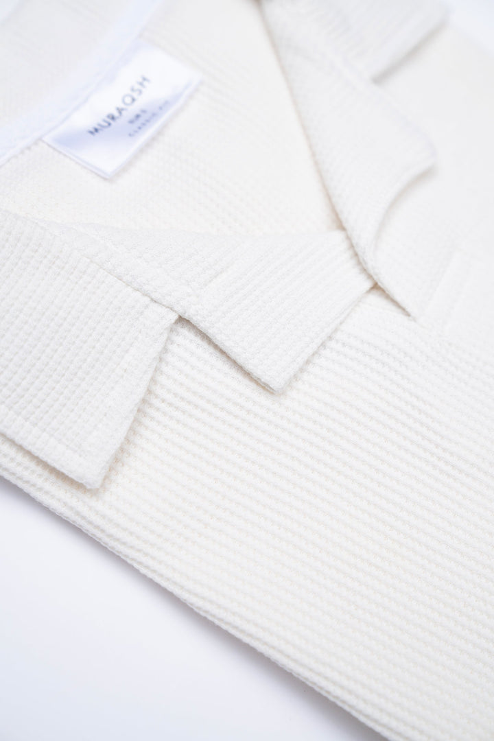 Muraqsh Ready To Wear Solids Cotton Men Waffle Off-White Revere Polo ABD-WORP - Summer Collection