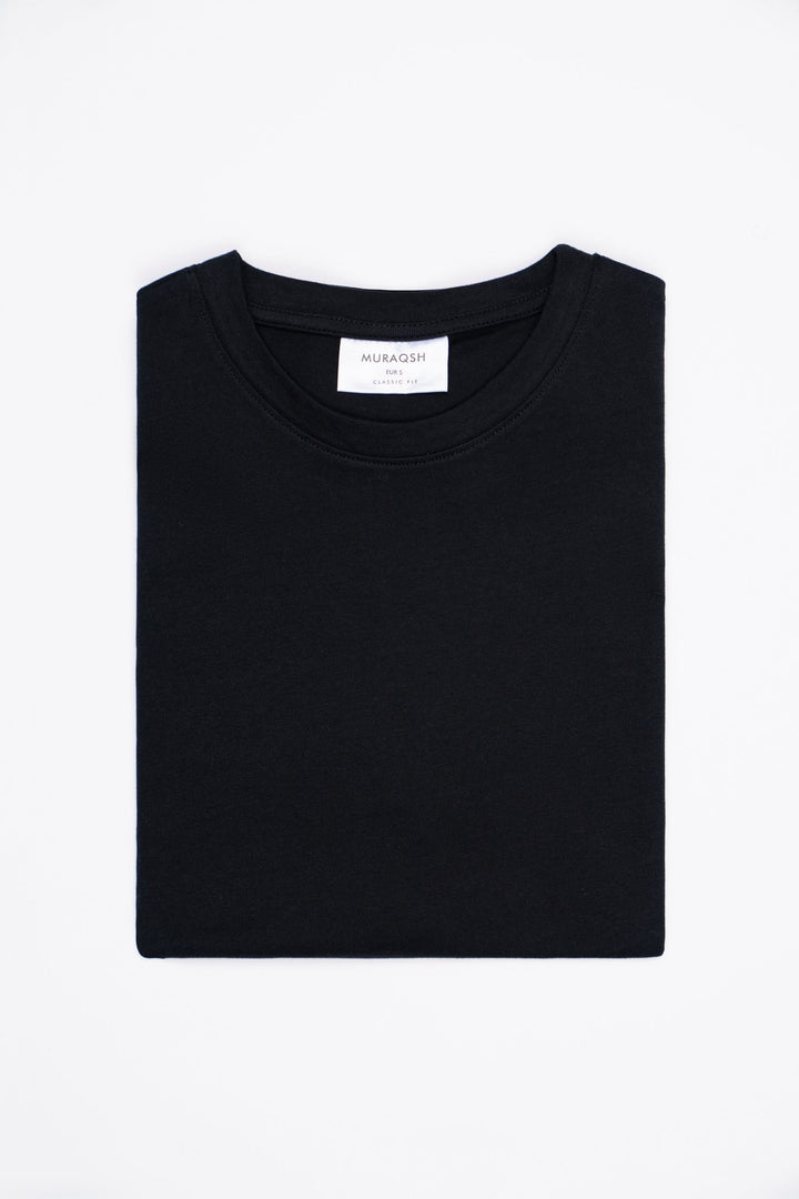 Muraqsh Ready To Wear Solids Cotton Men Black Basic Thirt ABD-BBT - Summer Collection