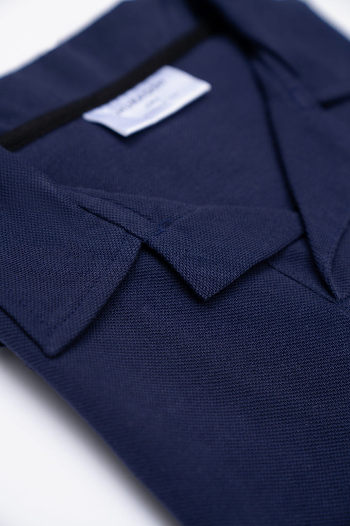 Muraqsh Ready To Wear Solids Cotton Men Navy Blue Revere Polo ABD-NBRP - Summer Collection