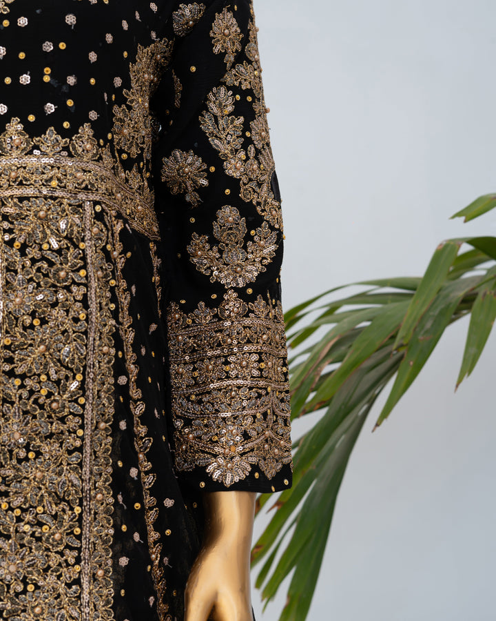 Andaaz by Saira Sultana Women RTW Embroidered Chiffon 4 Piece Suit Muneeha Black - Wedding Collection