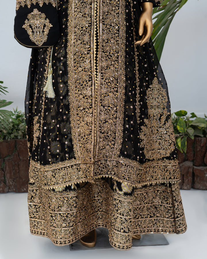 Andaaz by Saira Sultana Women RTW Embroidered Chiffon 4 Piece Suit Muneeha Black - Wedding Collection