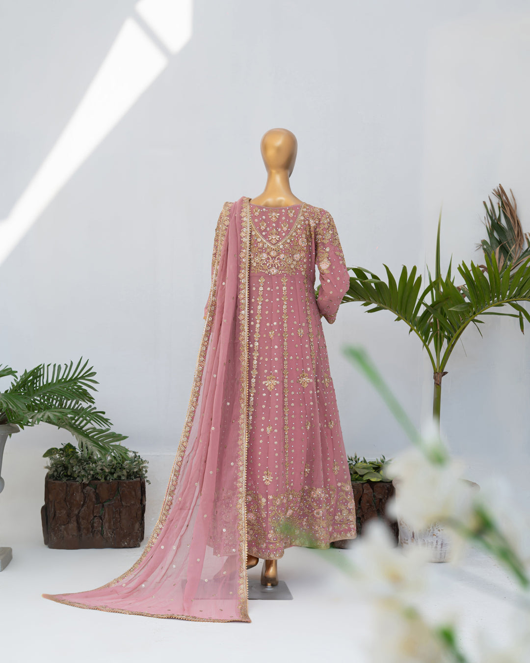 Andaaz by Saira Sultana Women RTW Embroidered Chiffon 2 Piece Suit Mahira Tea Pink - Wedding Collection