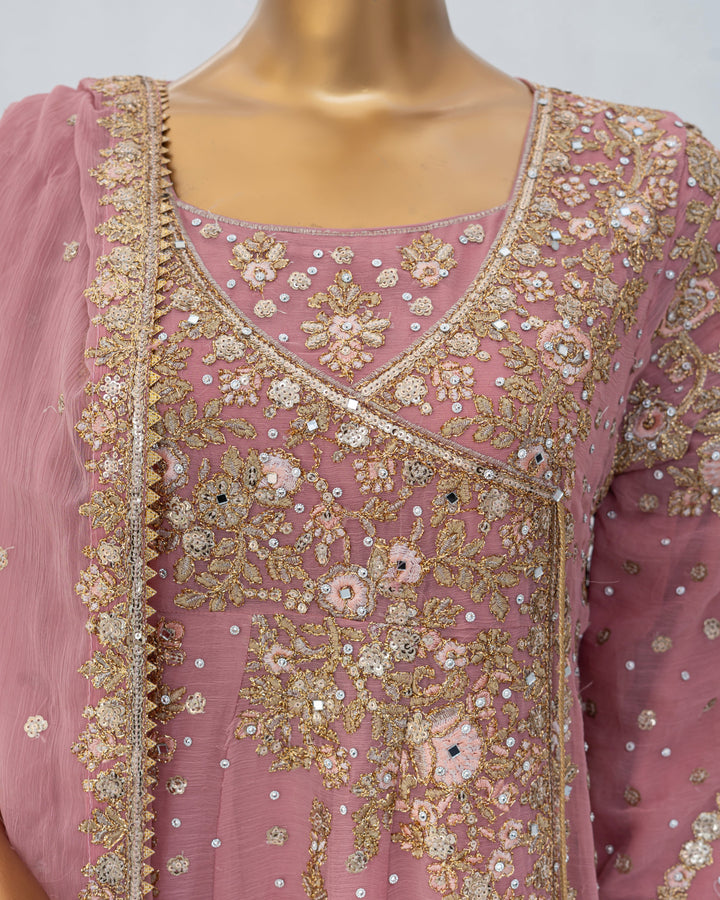 Andaaz by Saira Sultana Women RTW Embroidered Chiffon 2 Piece Suit Mahira Tea Pink - Wedding Collection