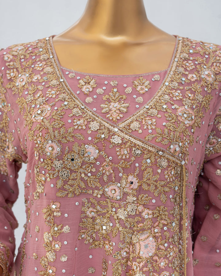 Andaaz by Saira Sultana Women RTW Embroidered Chiffon 2 Piece Suit Mahira Tea Pink - Wedding Collection