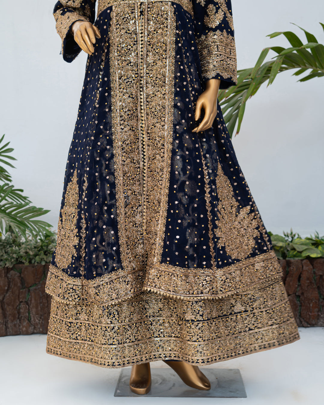 Andaaz by Saira Sultana Women RTW Embroidered Chiffon 4 Piece Suit Muneeha Navy Blue - Wedding Collection