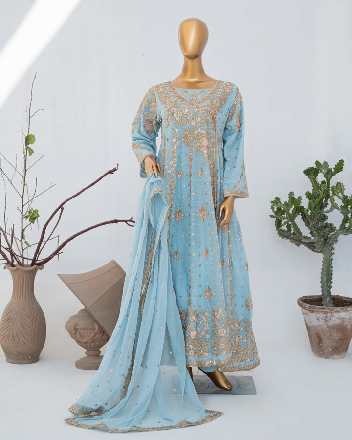 Andaaz by Saira Sultana Women RTW Embroidered Chiffon 2 Piece Suit Mahira Ice Blue - Wedding Collection