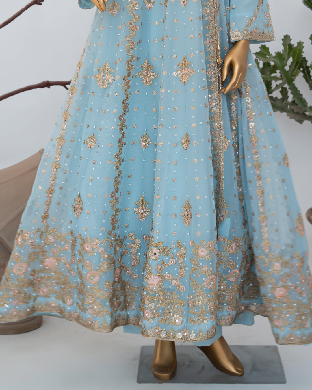 Andaaz by Saira Sultana Women RTW Embroidered Chiffon 2 Piece Suit Mahira Ice Blue - Wedding Collection
