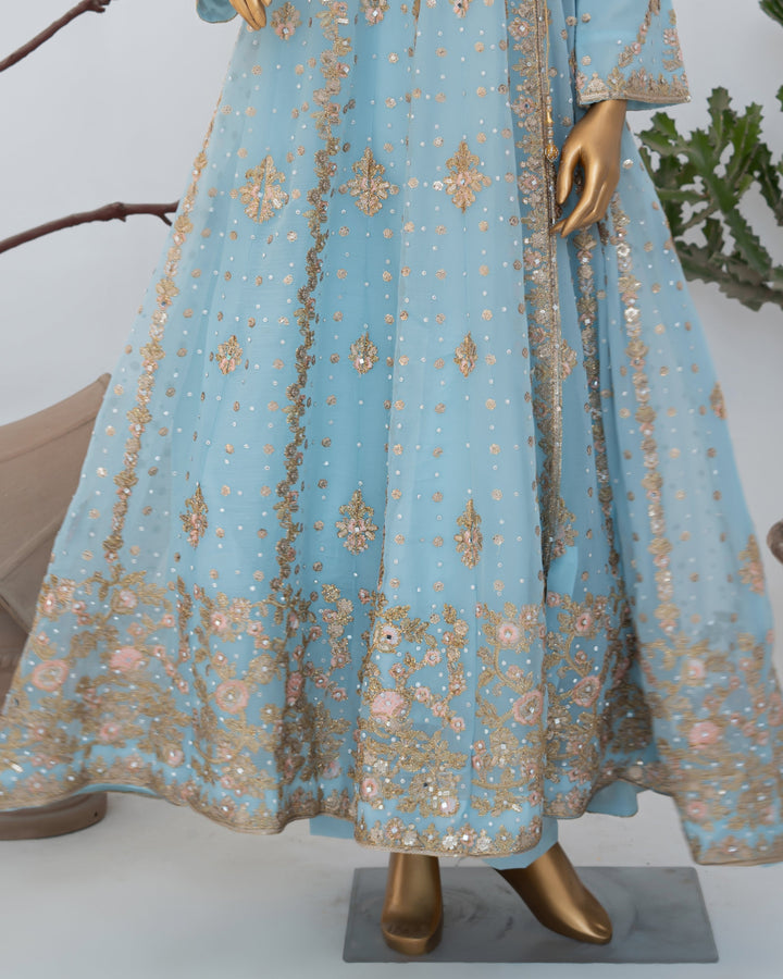 Andaaz by Saira Sultana Women RTW Embroidered Chiffon 2 Piece Suit Mahira Ice Blue - Wedding Collection
