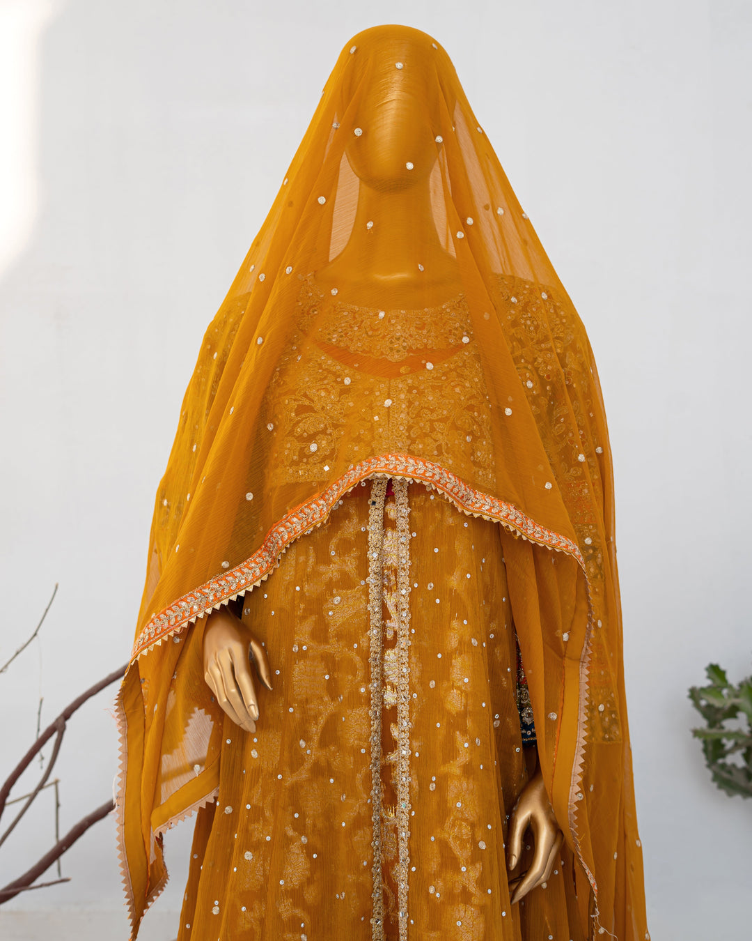 Andaaz by Saira Sultana Women RTW Embroidered Chiffon 2 Piece Suit Sumaira Mustard - Wedding Collection