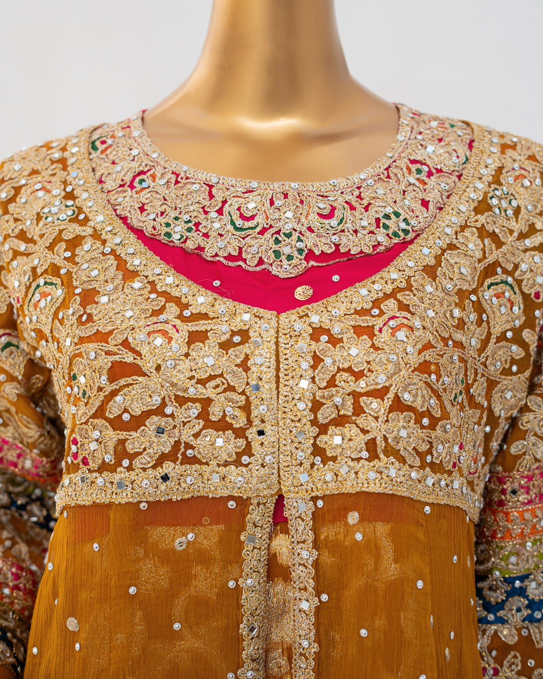 Andaaz by Saira Sultana Women RTW Embroidered Chiffon 2 Piece Suit Sumaira Mustard - Wedding Collection
