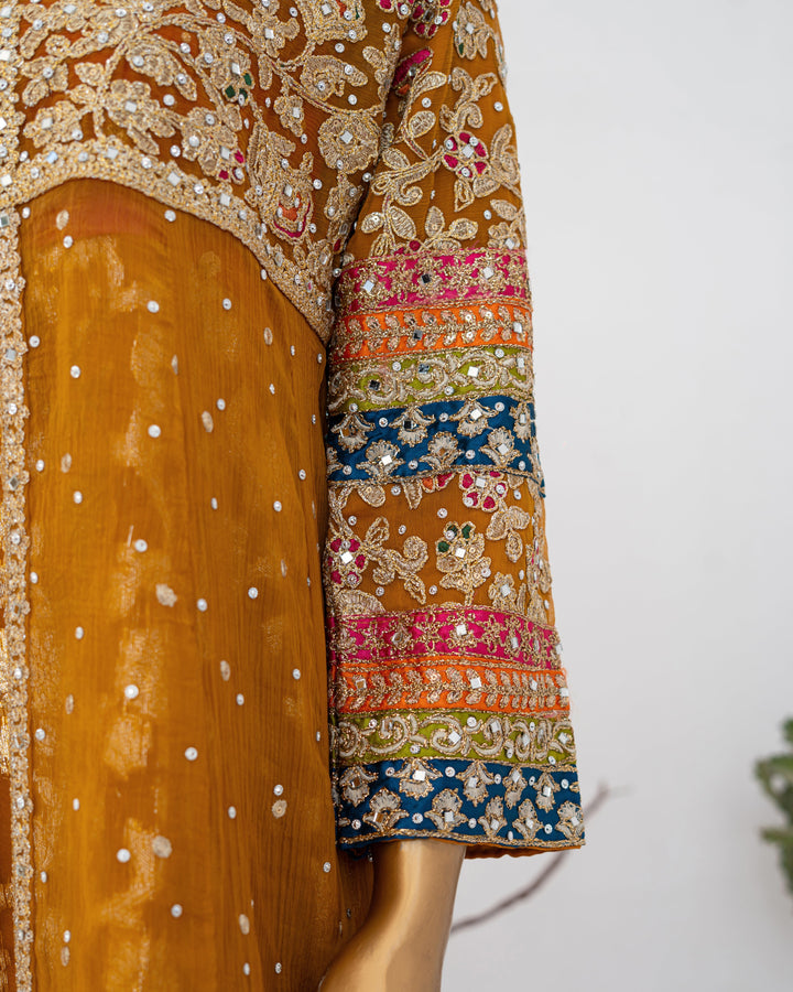 Andaaz by Saira Sultana Women RTW Embroidered Chiffon 2 Piece Suit Sumaira Mustard - Wedding Collection