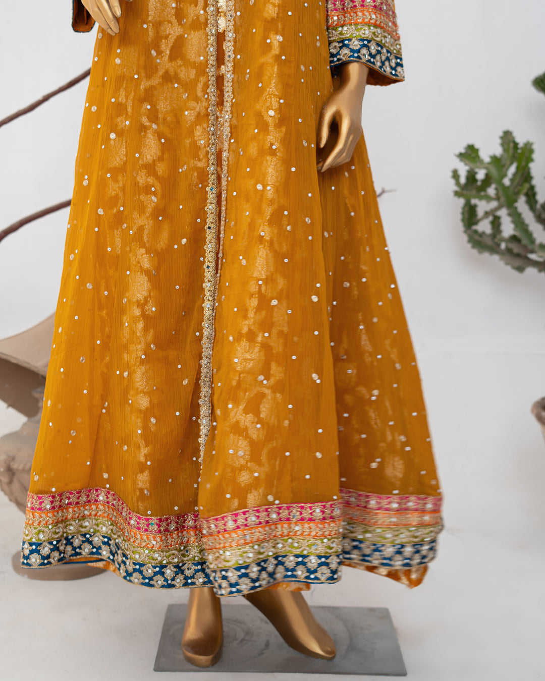 Andaaz by Saira Sultana Women RTW Embroidered Chiffon 2 Piece Suit Sumaira Mustard - Wedding Collection