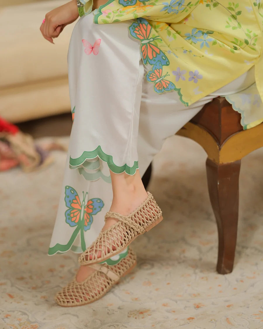 The Switch Edit by Dhaga RTW Printed Cambric 2 Piece Suit Creme Brulee Casual Collection