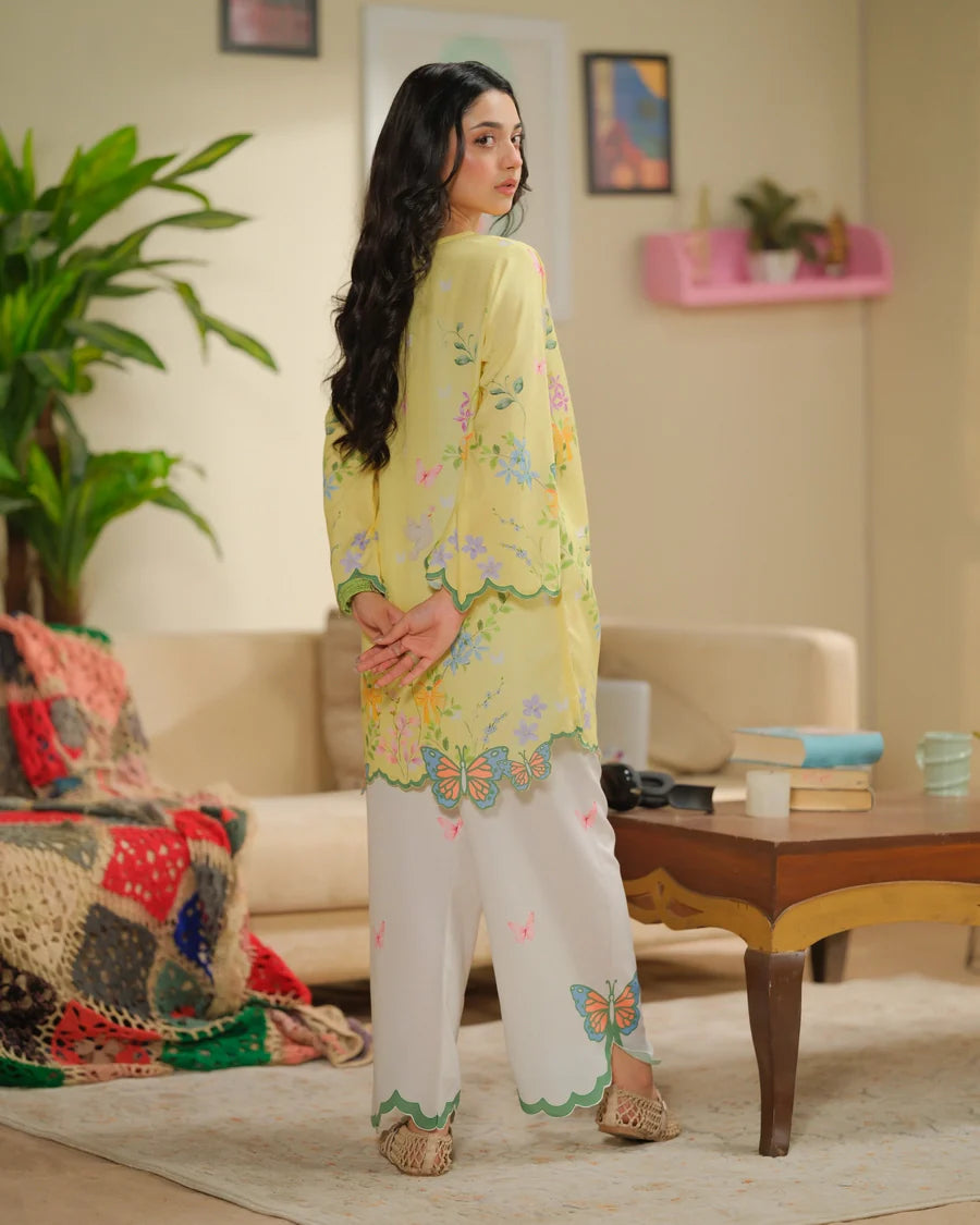 The Switch Edit by Dhaga RTW Printed Cambric 2 Piece Suit Creme Brulee Casual Collection