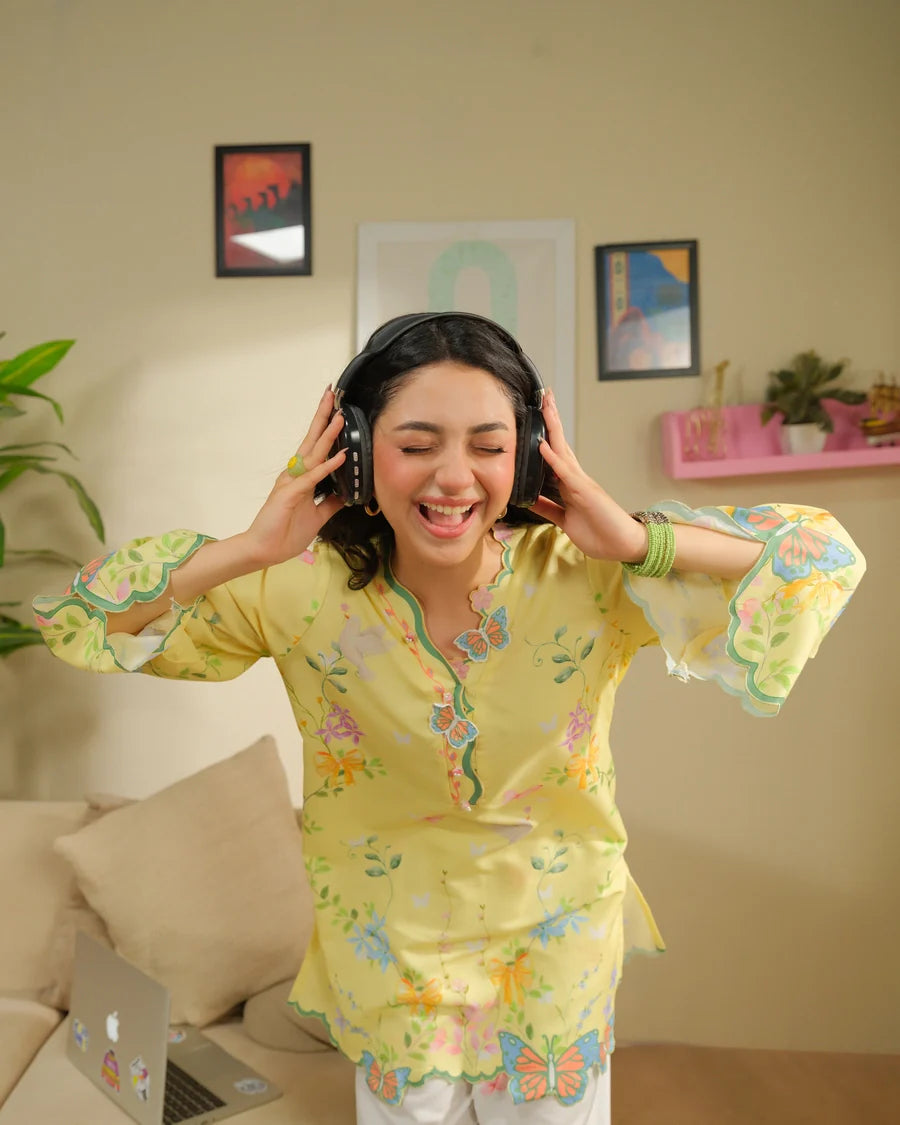 The Switch Edit by Dhaga RTW Printed Cambric 2 Piece Suit Creme Brulee Casual Collection
