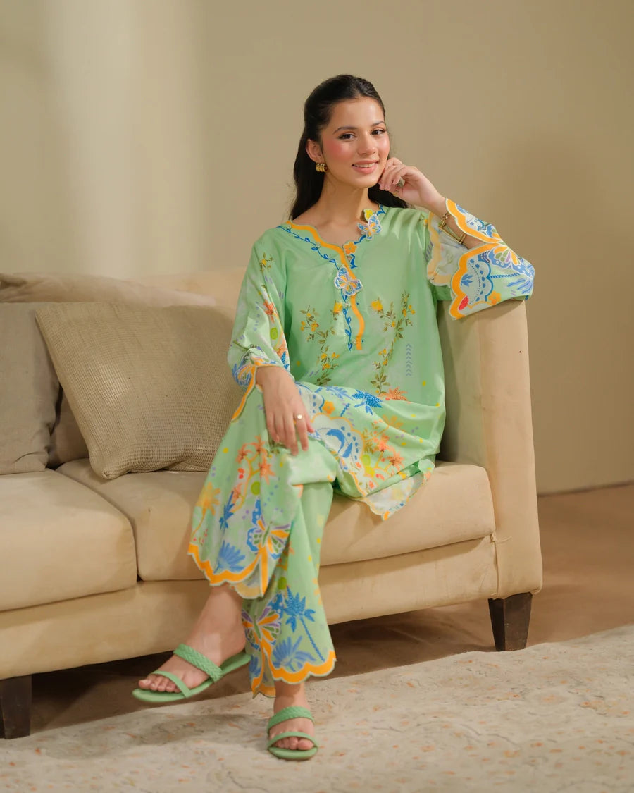 The Switch Edit by Dhaga RTW Printed Cambric 2 Piece Suit Matcha Casual Collection