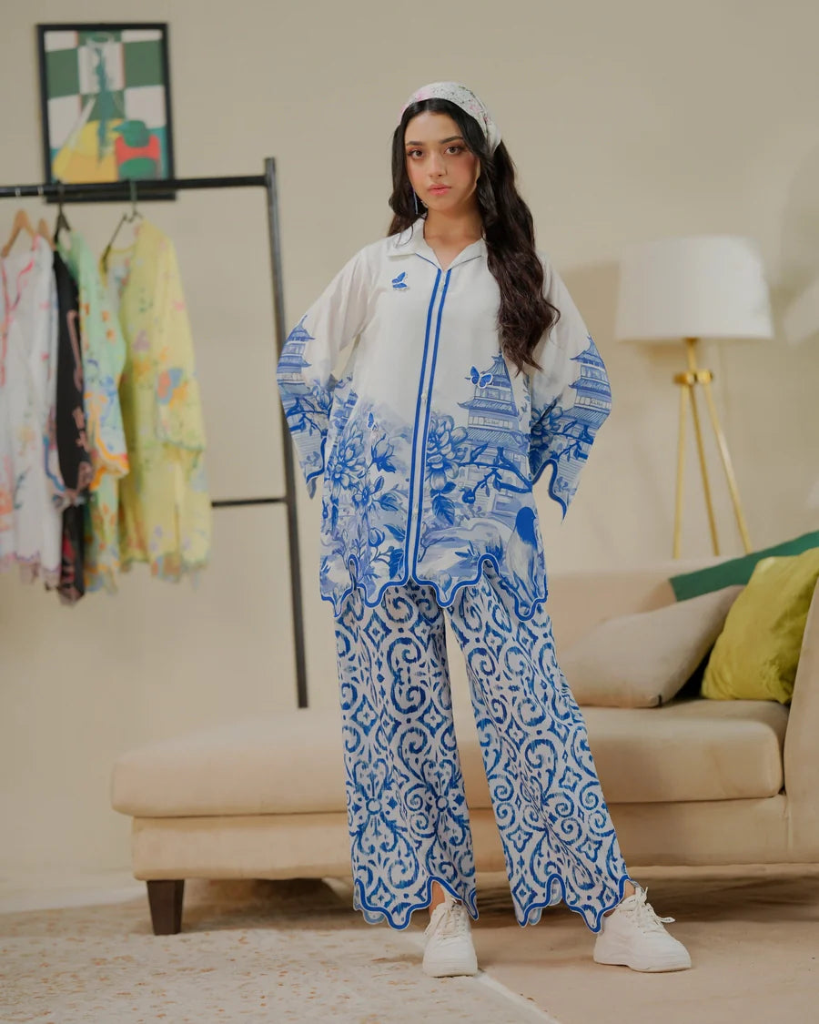 The Switch Edit by Dhaga RTW Printed Cambric 2 Piece Suit Coffee Cutie Casual Collection