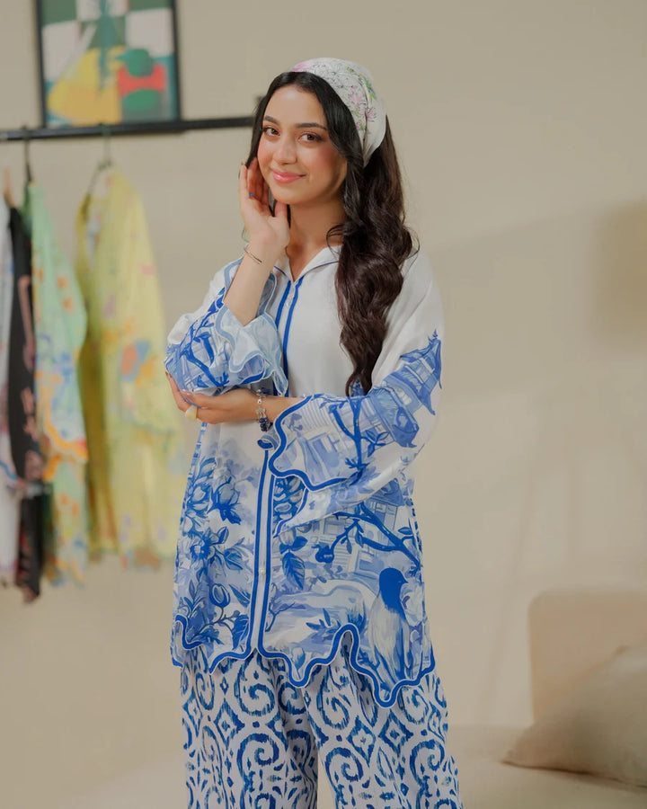 The Switch Edit by Dhaga RTW Printed Cambric 2 Piece Suit Coffee Cutie Casual Collection