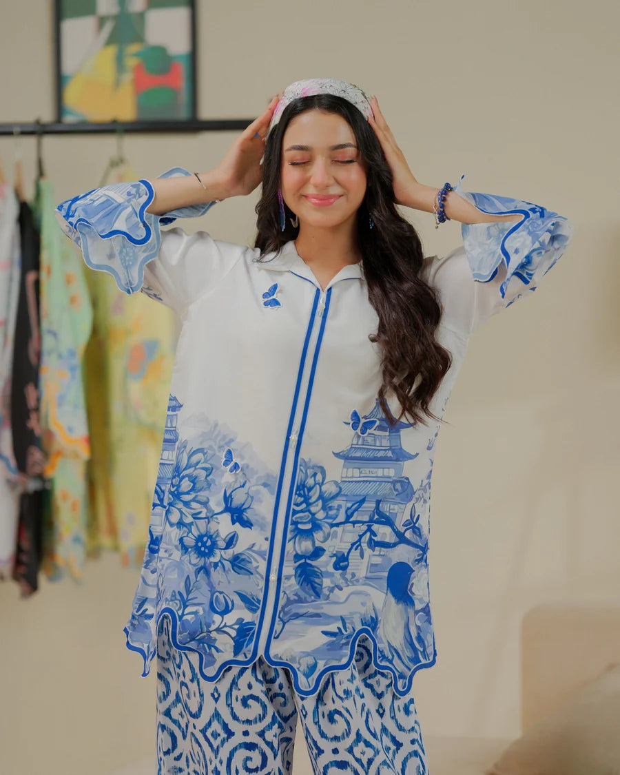 The Switch Edit by Dhaga RTW Printed Cambric 2 Piece Suit Coffee Cutie Casual Collection