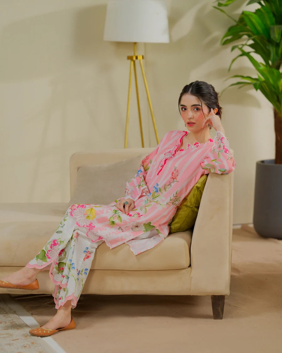 The Switch Edit by Dhaga RTW Printed Cambric 2 Piece Suit Strawberry Matcha Casual Collection