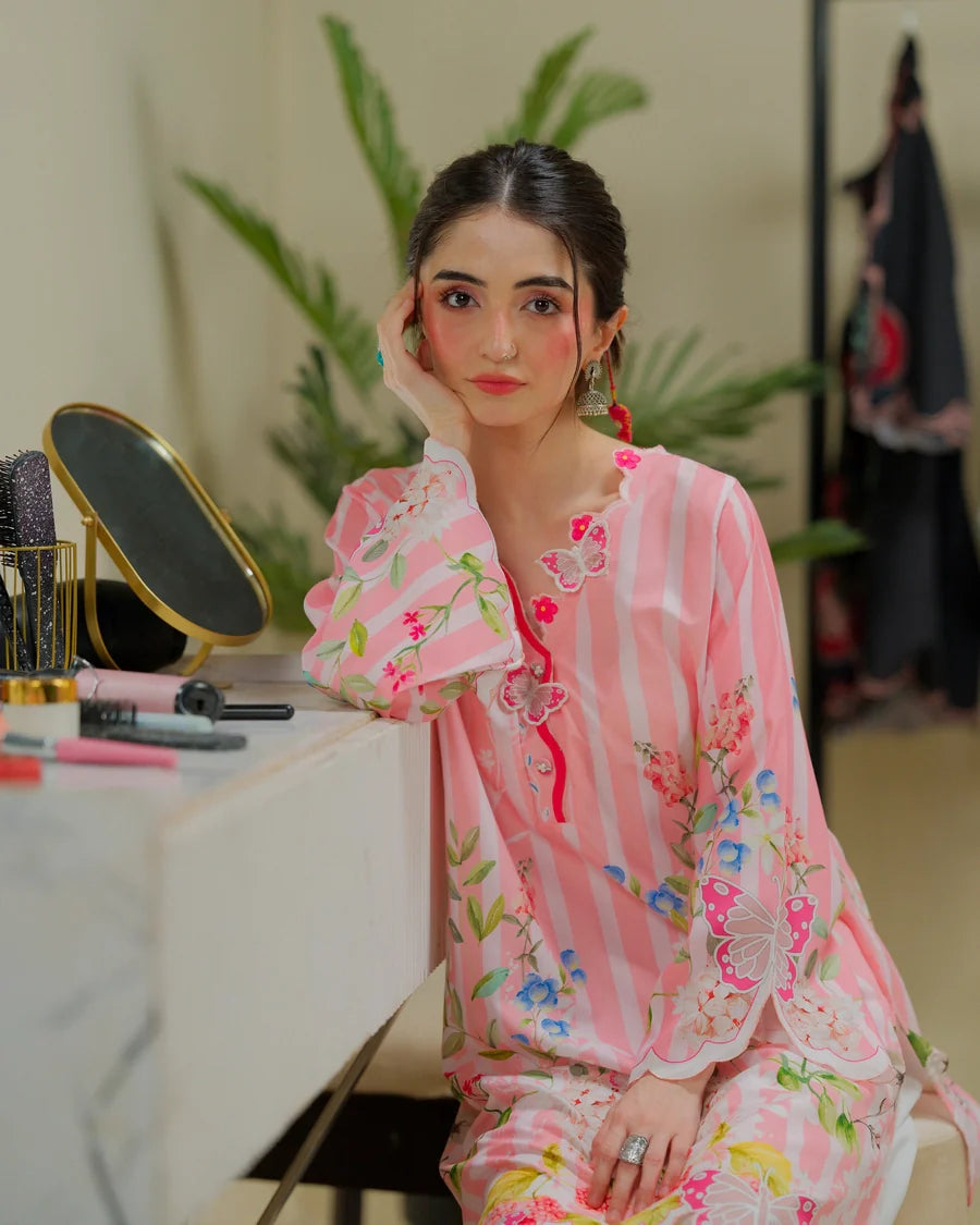 The Switch Edit by Dhaga RTW Printed Cambric 2 Piece Suit Strawberry Matcha Casual Collection